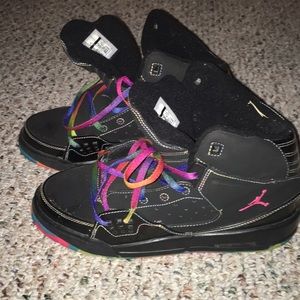 rainbow and black jordans